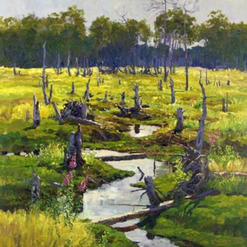 Malarstwo zatytułowany „Болото / The swamp” autorstwa Александр Смирнов, Oryginalna praca, Olej