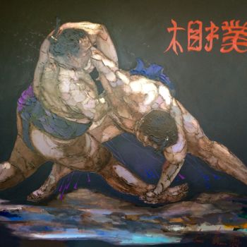 Painting titled "Sumo. Victory" by Andriy Vutyanov, Original Artwork, Oil