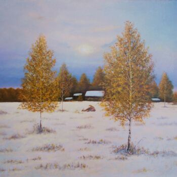 Painting titled "Snow fell / Снег вы…" by Vladimir Abaimov, Original Artwork, Oil