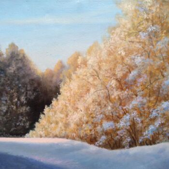 Painting titled "Winter Morning / Зи…" by Vladimir Abaimov, Original Artwork, Oil