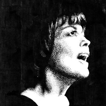 Dessin intitulée "Mireille Mathieu 5…" par Vladimir Abaimov, Œuvre d'art originale, Encre