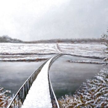 Картина под названием "First Snow on Inia…" - Владимир Абаимов, Подлинное произведение искусства, Масло