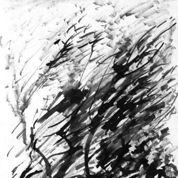 Drawing titled "The Wind / Ветер" by Vladimir Abaimov, Original Artwork, Ink