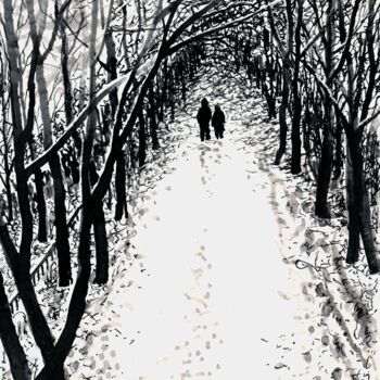 Dibujo titulada "Among the Winter (3…" por Vladimir Abaimov, Obra de arte original, Tinta