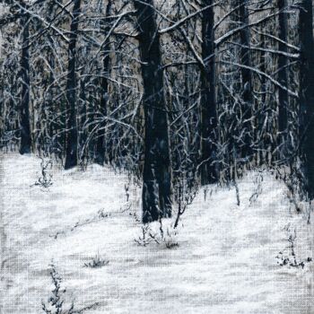 Drawing titled "Winter Silence / Зи…" by Vladimir Abaimov, Original Artwork, Ink