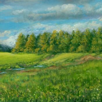 Painting titled "Among the fields. J…" by Vladimir Abaimov, Original Artwork, Oil