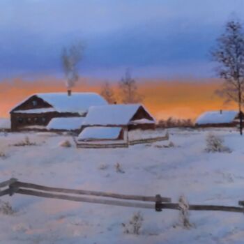Peinture intitulée "The Winter Twilight…" par Vladimir Abaimov, Œuvre d'art originale, Huile