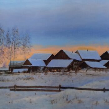Painting titled "The Winter Twilight…" by Vladimir Abaimov, Original Artwork, Oil