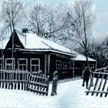 Σχέδιο με τίτλο "Among the Winter 34…" από Владимир Абаимов, Αυθεντικά έργα τέχνης, Μελάνι