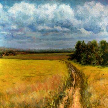 Painting titled "Among the Fields. M…" by Vladimir Abaimov, Original Artwork, Oil