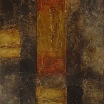 Painting titled "TOTEM OR" by Annick Volant-Vettu (AVVA), Original Artwork, Acrylic Mounted on Wood Stretcher frame