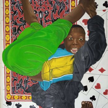 Картина под названием "Pane'bi ( au secour…" - Awe Haiwe, Подлинное произведение искусства, Акрил Установлен на Другая жестк…