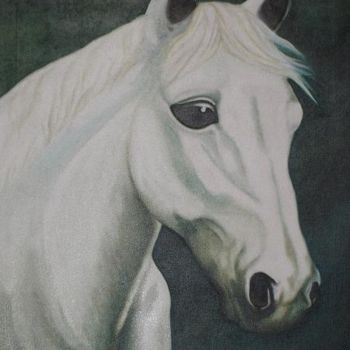 Pintura titulada "Caballo Blanco" por Alejandra Woodcock, Obra de arte original, Oleo