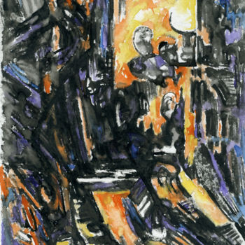 Drawing titled "light in the window" by Ax Malin, Original Artwork, Gouache