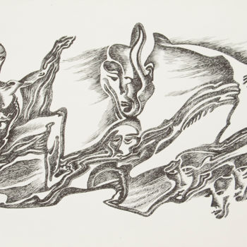 Рисунок под названием "overt" - Ax Malin, Подлинное произведение искусства, Шариковая ручка