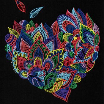 Dessin intitulée "coeur" par Axbane, Œuvre d'art originale, Acrylique