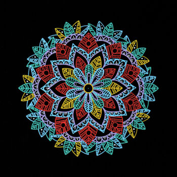 Rysunek zatytułowany „Mandala printemps” autorstwa Axbane, Oryginalna praca, Akryl