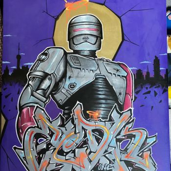 Картина под названием "Robocop" - Kzed, Подлинное произведение искусства, Акрил