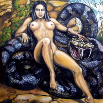 Painting titled "King snake" by Nadezhda Donova, Original Artwork, Oil