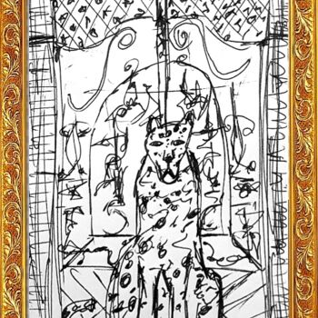 Dibujo titulada "Boceto de Leopardo" por Axel Frías, Obra de arte original, Bolígrafo