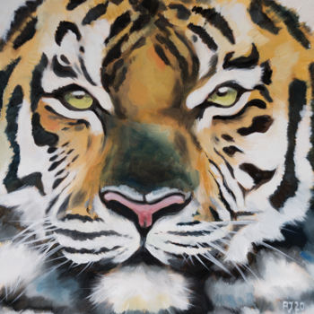 Pintura intitulada "Tiger" por Axel Jung, Obras de arte originais, Óleo