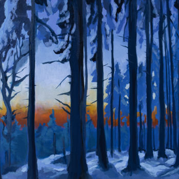 Pintura intitulada "Schnee auf Hoher Wu…" por Axel Jung, Obras de arte originais, Óleo