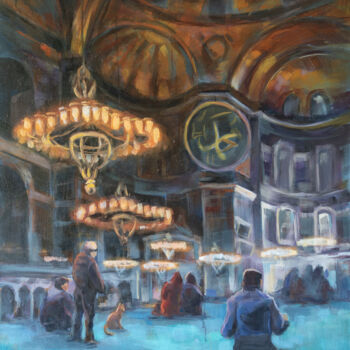 Painting titled "Hagia Sophia in der…" by Axel Jung, Original Artwork, Oil Mounted on Wood Stretcher frame