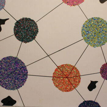 Drawing titled "Atomes" by Axel Van Steenberghe, Original Artwork, Marker