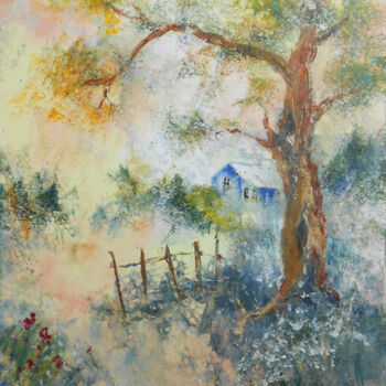 제목이 "Poésie de la nature"인 미술작품 Axelle Bosler로, 원작, 기름 나무 들것 프레임에 장착됨