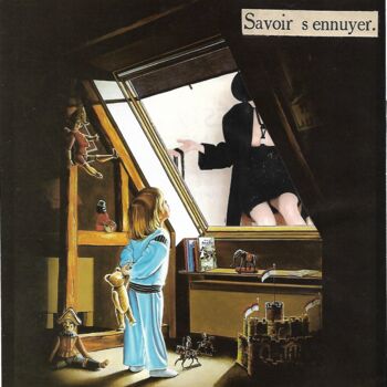 Collagen mit dem Titel "Savoir s'ennuyer" von Axelle Ravache, Original-Kunstwerk, Collagen