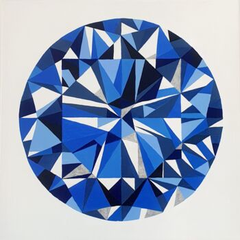 Painting titled "Azure Diamond" by Axinya Abramova, Original Artwork, Acrylic Mounted on Wood Stretcher frame