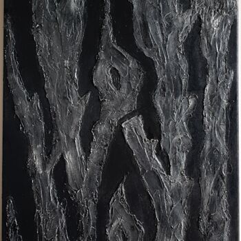 Painting titled "Black Bark" by Axinya Abramova, Original Artwork, Acrylic Mounted on Wood Stretcher frame