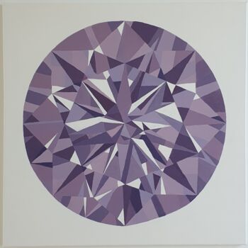 Painting titled "Diamond in lilac co…" by Axinya Abramova, Original Artwork, Acrylic Mounted on Wood Stretcher frame