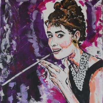 Peinture intitulée "Audrey Hepburn" par By Axl, Œuvre d'art originale, Acrylique