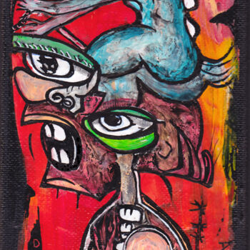 Peinture intitulée ""Monkey is the driv…" par Aya So, Œuvre d'art originale, Acrylique
