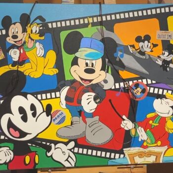 Pintura intitulada "Mickey back to the…" por Sayam, Obras de arte originais, Acrílico Montado em Armação em madeira