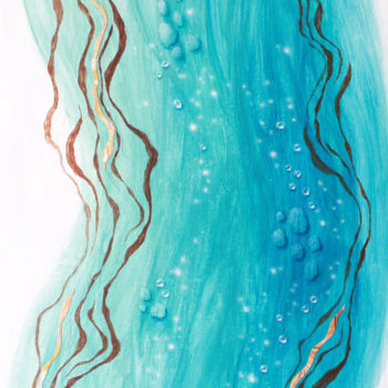 Painting titled "Gem River" by Ayasophie, Original Artwork, Acrylic Mounted on Wood Stretcher frame