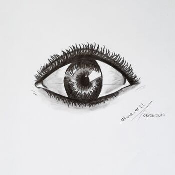 Tekening getiteld "Heart Mirror Eye" door Ayca Demirel, Origineel Kunstwerk, Houtskool