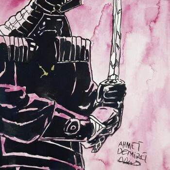 Drawing titled "Samurai" by Ayca Demirel, Original Artwork, Watercolor