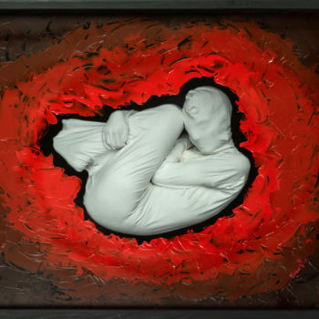 Painting titled "Fetus" by Ercan Aydeniz, Original Artwork, Acrylic Mounted on Wood Panel