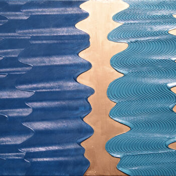 Peinture intitulée "Deux bleus différen…" par Ayel, Œuvre d'art originale, Acrylique