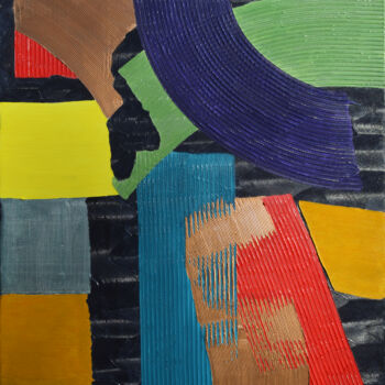 Peinture intitulée "Diagonale en cuivre" par Ayel, Œuvre d'art originale, Acrylique