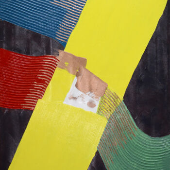 Peinture intitulée "Diagonale jaune" par Ayel, Œuvre d'art originale, Acrylique Monté sur Châssis en bois