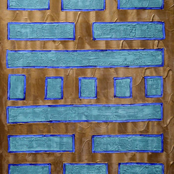 「Plaquettes turquoise」というタイトルの絵画 Ayelによって, オリジナルのアートワーク, アクリル ウッドストレッチャーフレームにマウント