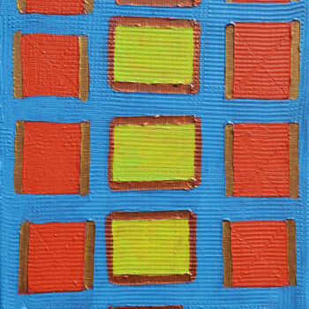 Malerei mit dem Titel "Cinq carrés vert" von Ayel, Original-Kunstwerk, Acryl Auf Keilrahmen aus Holz montiert