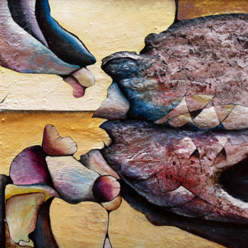 Painting titled "Tierra" by Ayelo, Original Artwork, Acrylic Mounted on Wood Panel