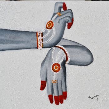 Ζωγραφική με τίτλο "Manipuri Hasta Mudr…" από Ayesha Jilkar, Αυθεντικά έργα τέχνης, Λάδι