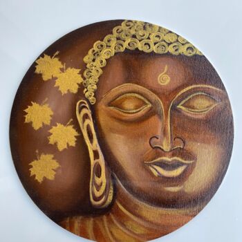 Schilderij getiteld "Golden Buddha" door Ayesha Jilkar, Origineel Kunstwerk, Acryl