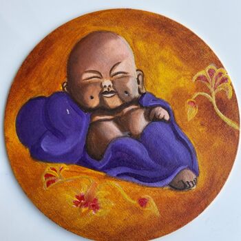 Schilderij getiteld "Baby Buddha" door Ayesha Jilkar, Origineel Kunstwerk, Acryl