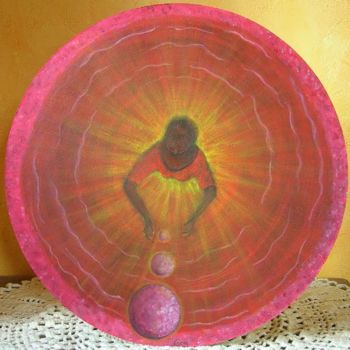 Peinture intitulée "valse de planètes" par Odile Desgardin, Œuvre d'art originale